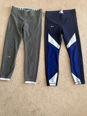 Under Armour Gray Heather & Navy Blue Colorblock Leggings Duo
